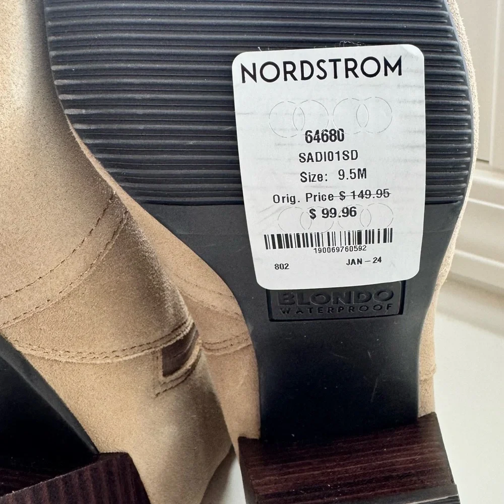 Blondo‎ Women's Sadie Ankle Boot 9.5 Taupe Suede Waterproof